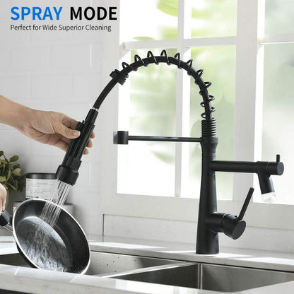 LED Wasserhahn Küche Schwarz 360° schwenkbar Ausziehbare Brause