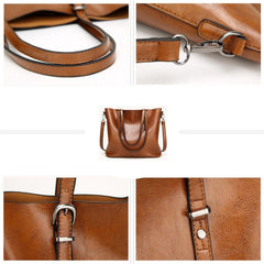 Damen Tote Shopper Schultertasche PU-Leder Braun