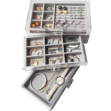 Schmuckkästchen Samt 3 Schubladen Damen Grau Stilvoll