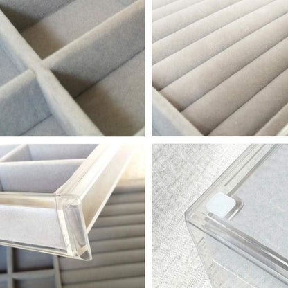 Schmuckkästchen Samt 3 Schubladen Damen Grau Stilvoll