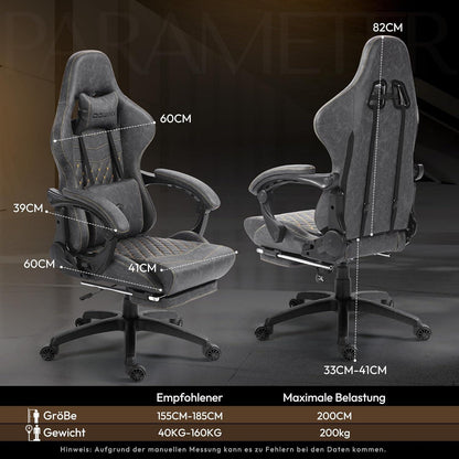 Ergonomischer Gaming Stuhl mit Massage Lendenwirbelstütze, Hohe