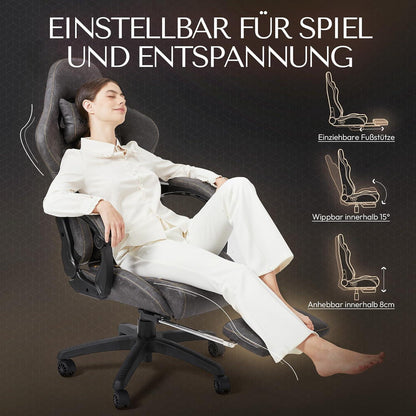 Dowinx Gaming Stuhl mit Massage Lendenwirbelstütze Grau