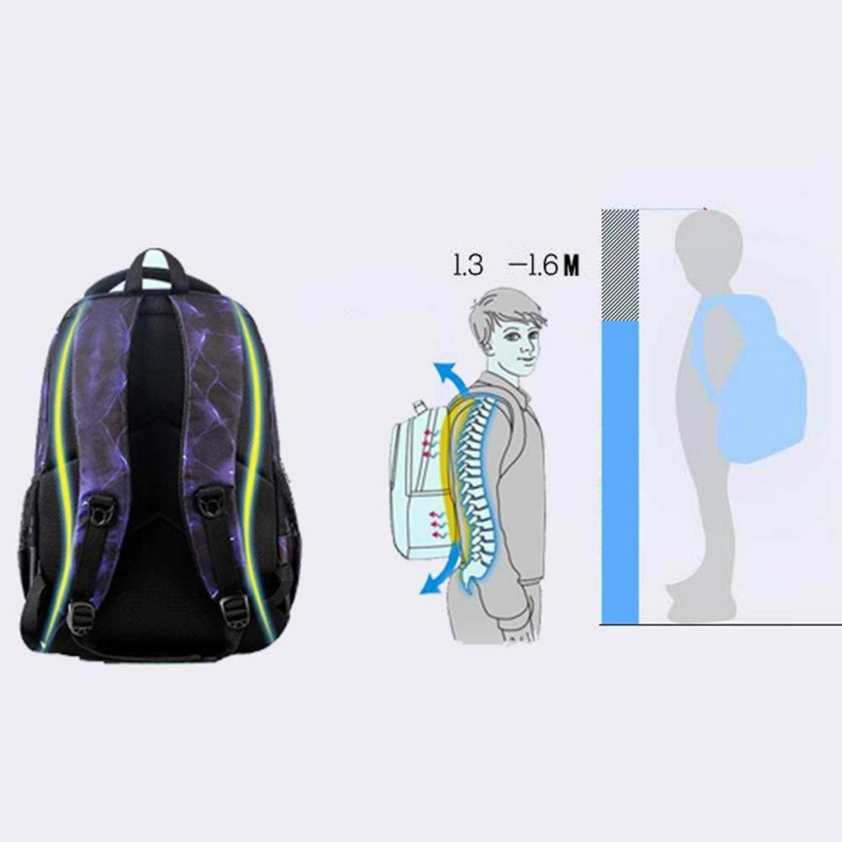 Schulrucksack Jungen Mädchen Fußball Druck Ergonomisch 8-16 Jahre