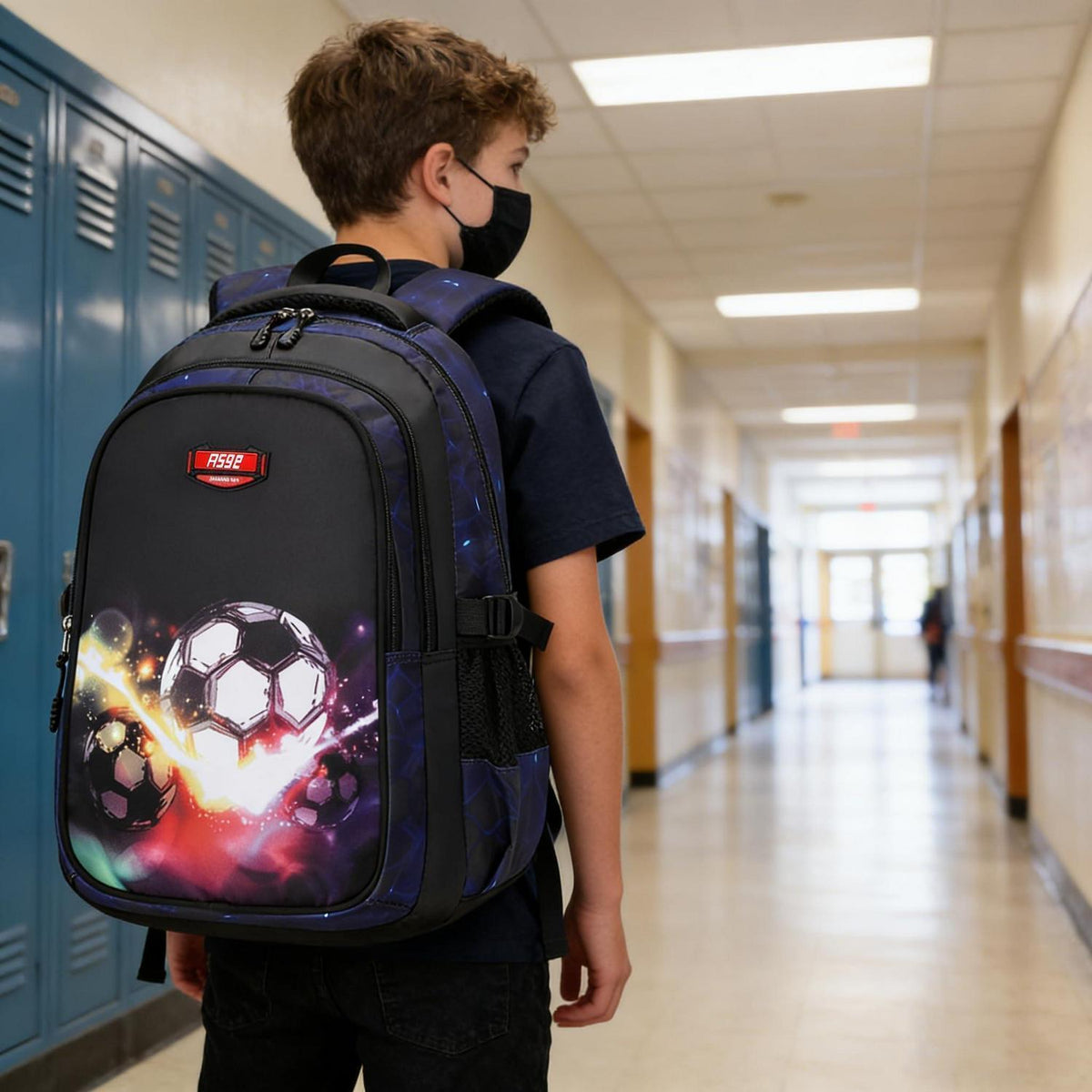Schulrucksack Jungen Mädchen Fußball Druck Ergonomisch 8-16 Jahre