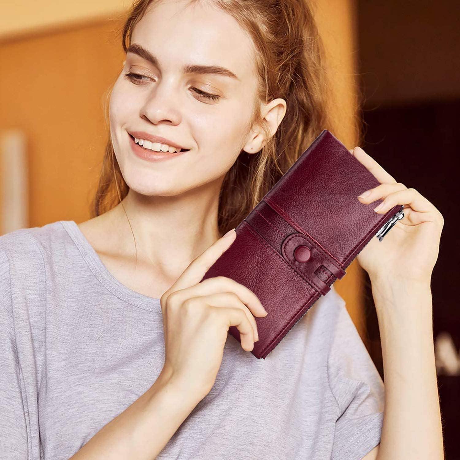 Damen Geldbörse Vintage Leder RFID Schutz 13 Karten Handyfach