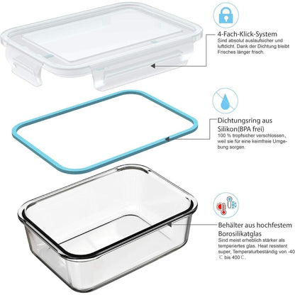 GENICOOK Glasbehälter mit Deckel 9-tlg. Set - Vorratsdosen
