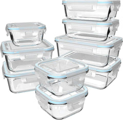 GENICOOK Frischhaltedose aus Glas mit Deckel - 9-teiliges Set