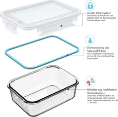 GENICOOK Frischhaltedose aus Glas mit Deckel - 9-teiliges Set