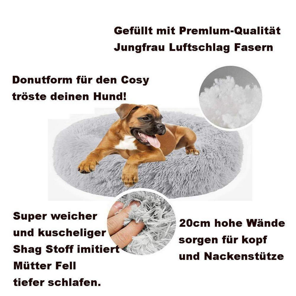 Flauschiges Donut Hundebett – Rosa, 120cm