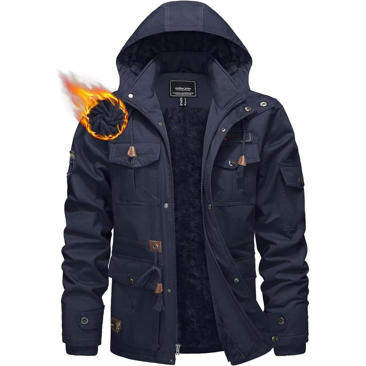 Herren Winterparka Fleecegefüttert mit Kapuze & Taschen