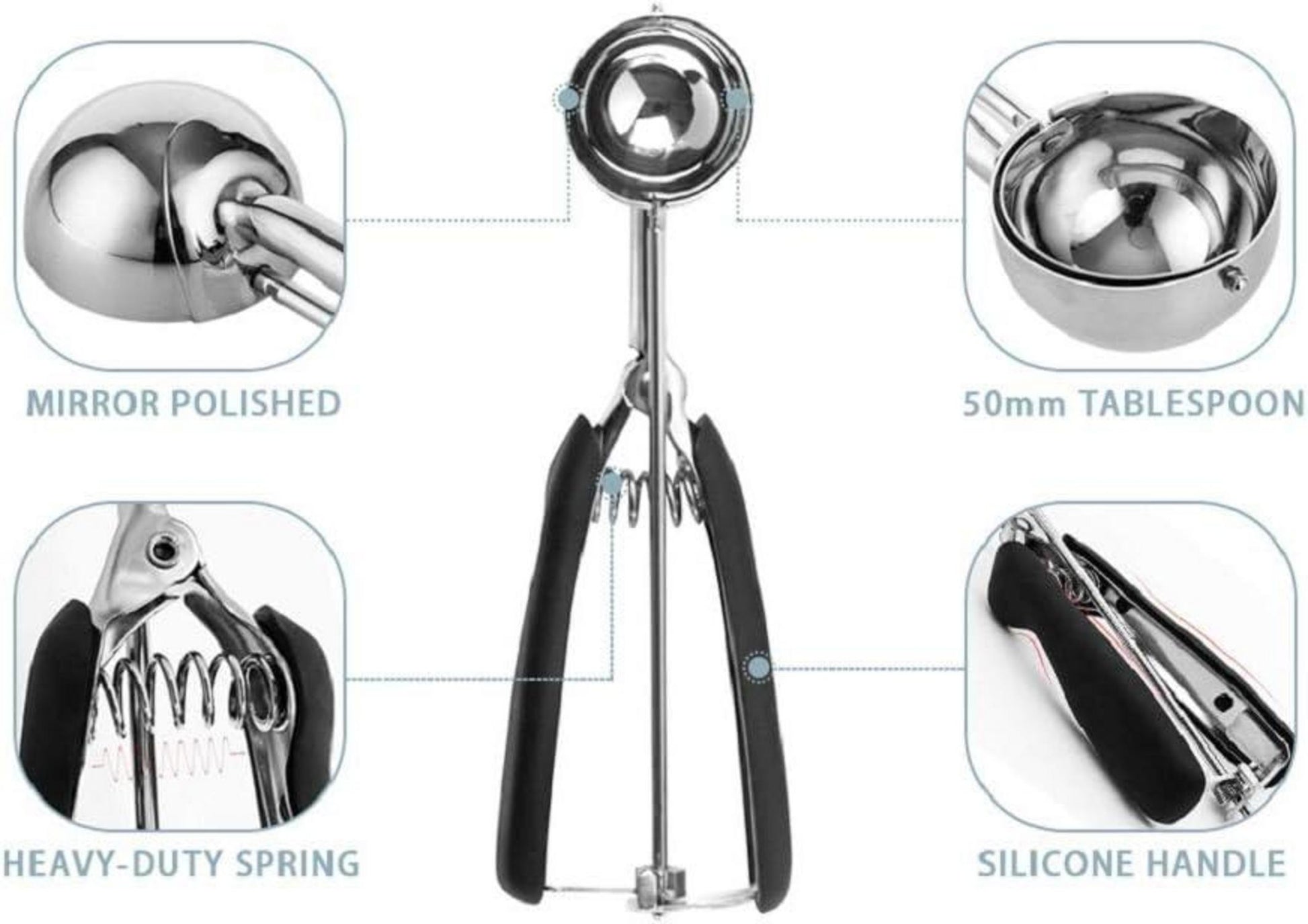 Eisportionierer Edelstahl mit Auslöser für Eis & Obst
