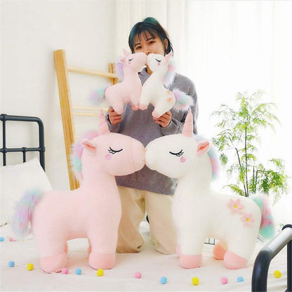 Kuscheliges Plüsch Einhorn 70cm - Weiches Stofftier mit bunter Mähne