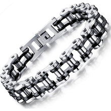 OSTAN Herren Edelstahl Armband Biker Gliederkette schwarz
