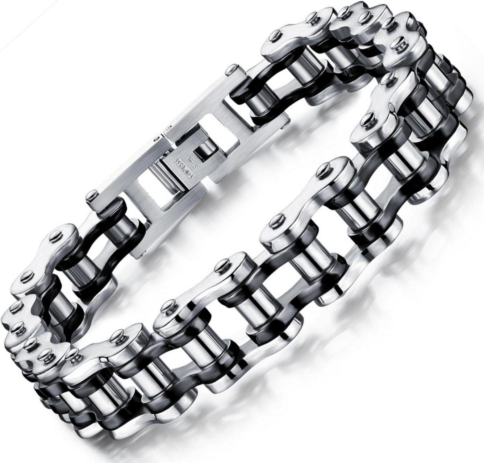 Edelstahl Armband Motorrad Biker Gliederkette Rock Band