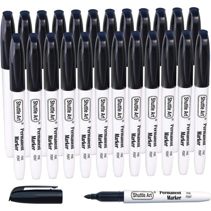 24 schwarze Permanentmarker mit feiner Spitze, wasserfest