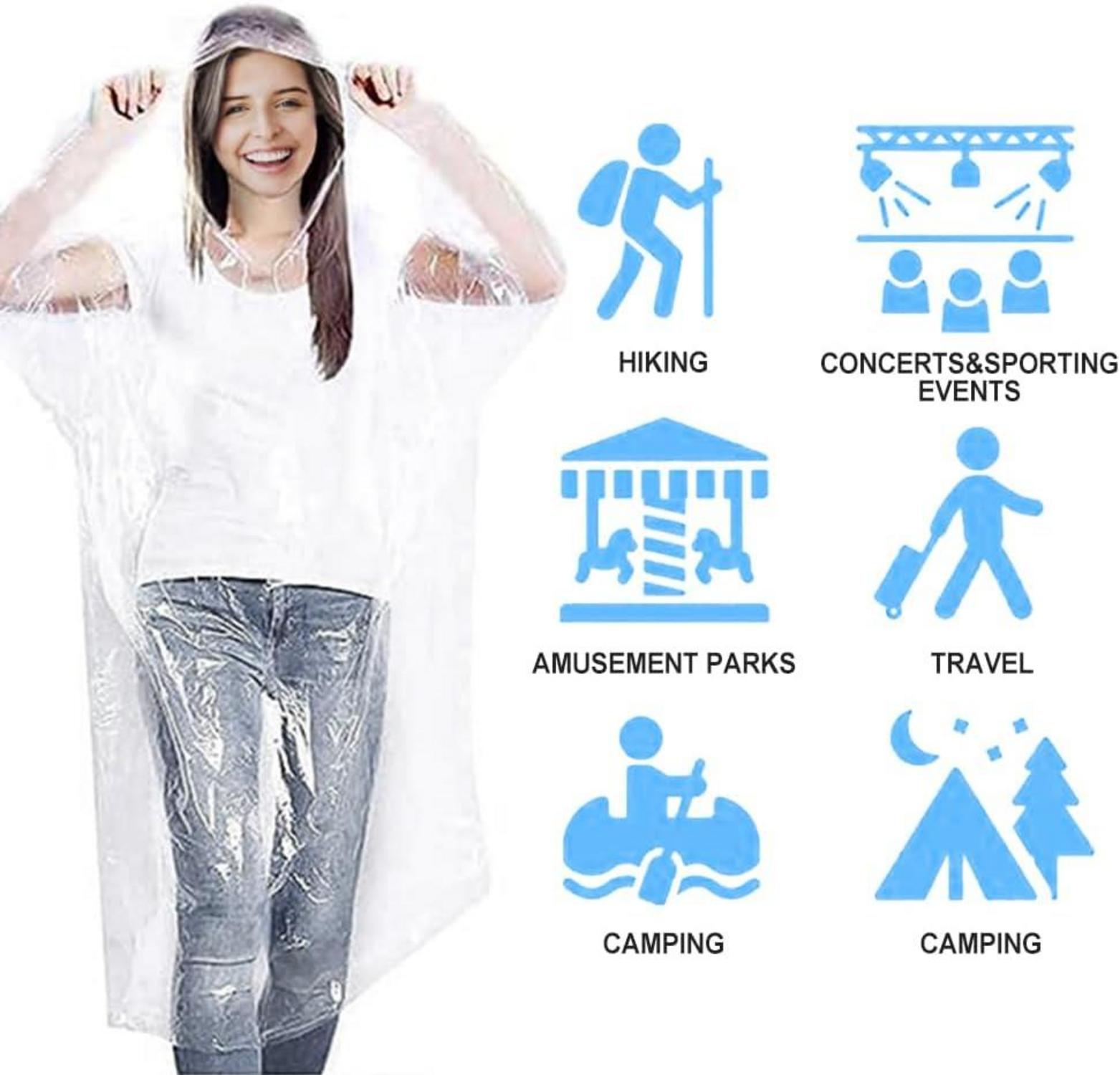 Regenponcho Einweg für Damen und Herren 6 Stück - Festival Camping Wandern