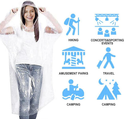 Regenponcho Einweg für Damen und Herren 6 Stück - Festival Camping Wandern