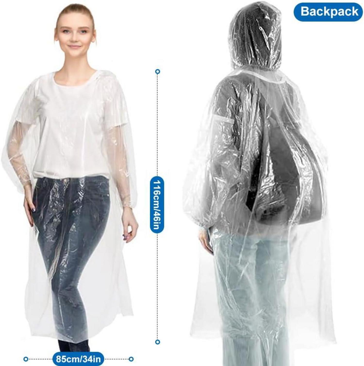 Regenponcho Einmal mit Kapuze 6 Stück Festival Camping