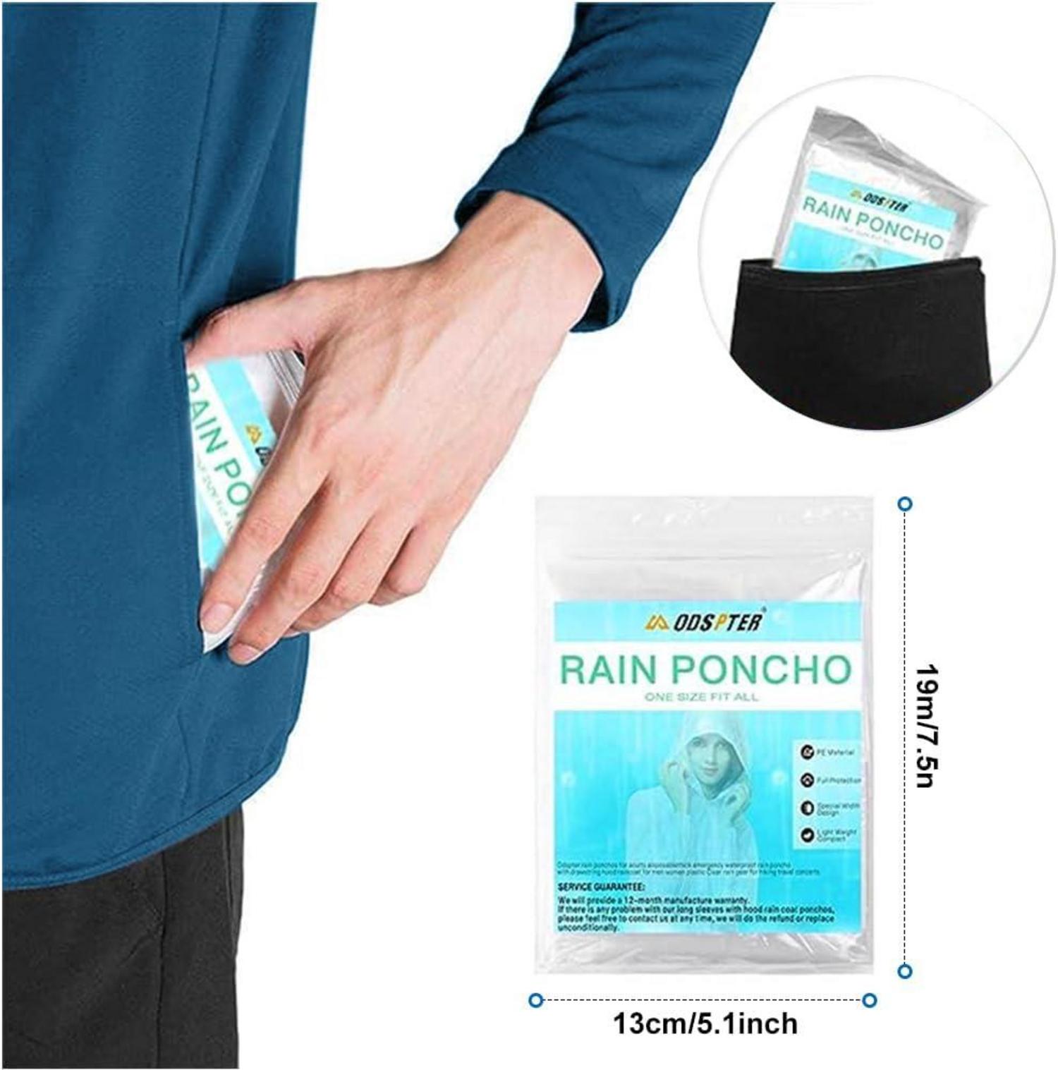 Regenponcho Einweg mit Kapuze 6er Set für Festival Camping Wandern