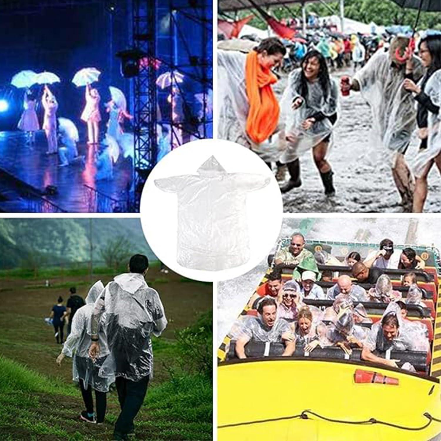 Regenponcho Einmal mit Kapuze 6 Stück Festival Camping