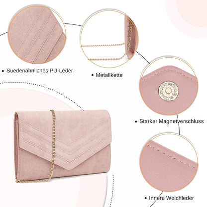Damen Clutch Envelope Abendtasche Kettentasche Elegant Hochzeit Mode