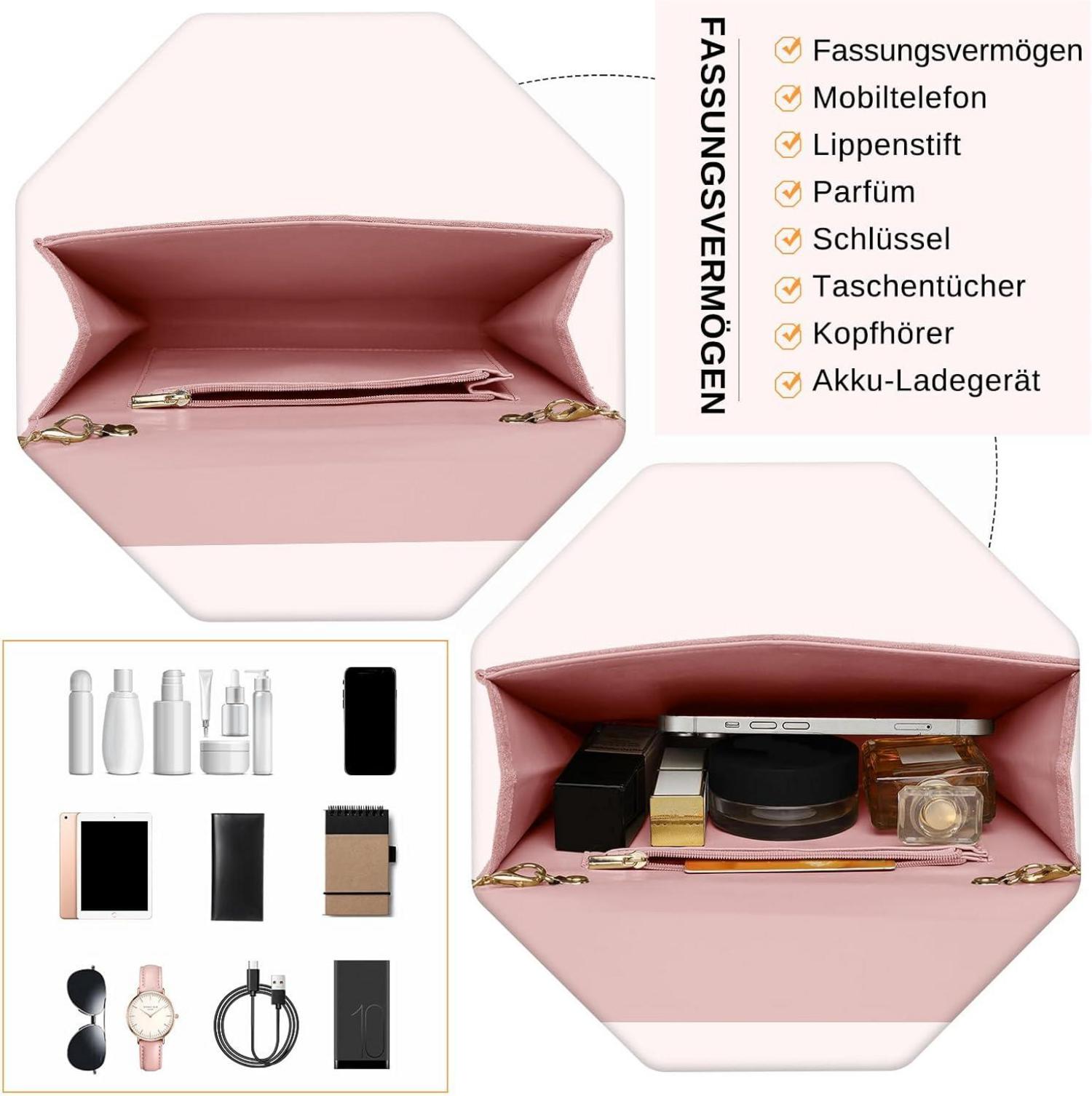 Damen Clutch Tasche Abendtasche Hochzeit Kettentasche Elegant Blau