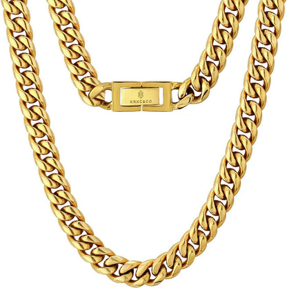 Panzerkette Herren Halskette 18K Gold beschichtet Cuban Link Chain