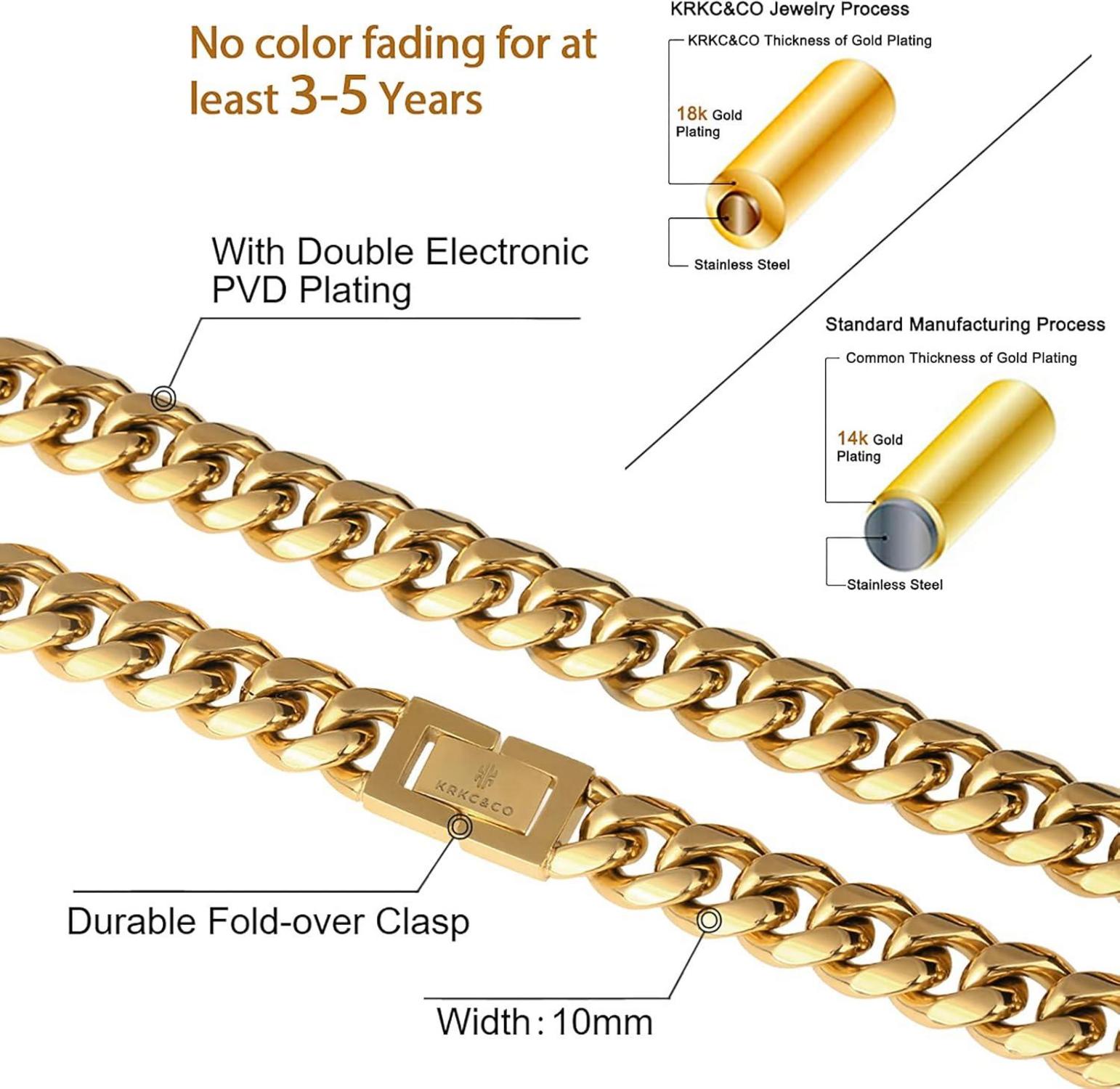 Panzerkette Herren Halskette 18K Gold beschichtet Cuban Link Chain