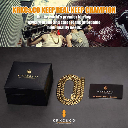 Panzerkette Herren Halskette 18K Gold/Weißgold Cuban Link Chain