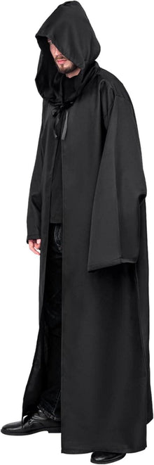 Umhang mit Kapuze Halloween Cape Herren Fasching Schwarz L