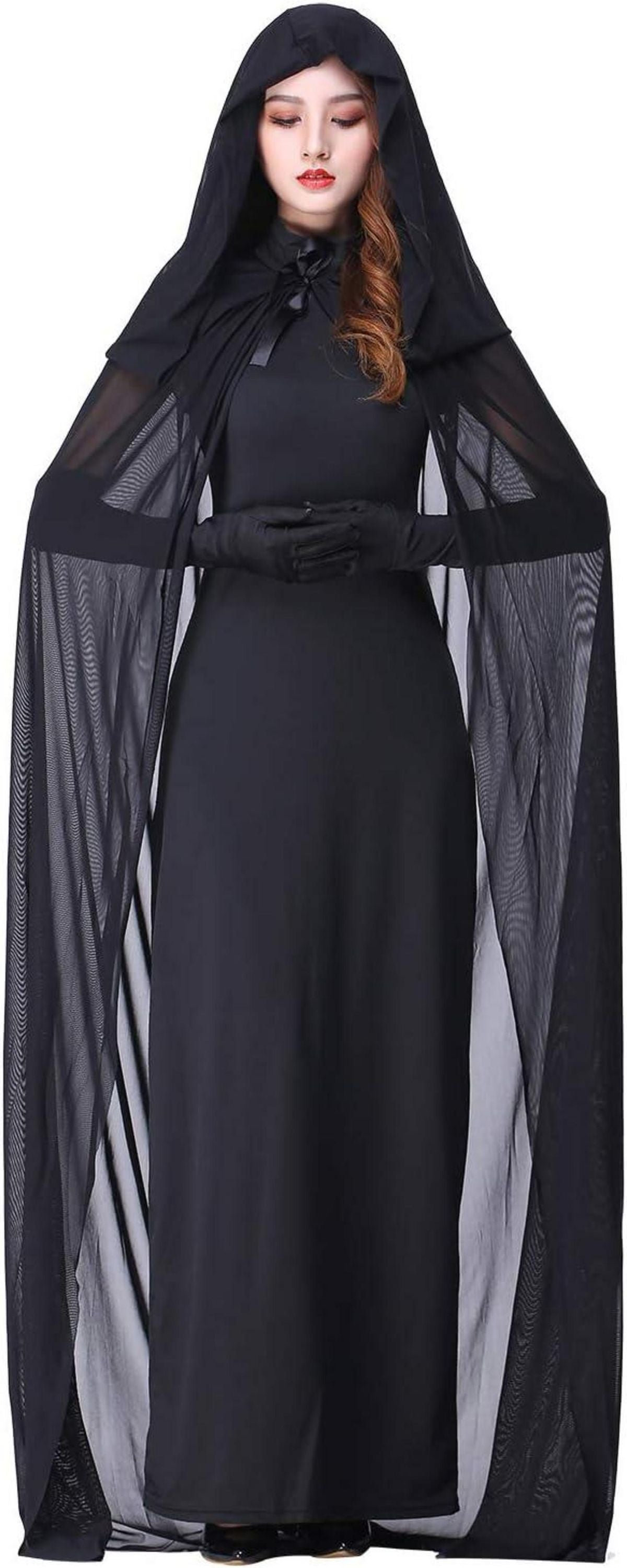 Geisterbraut Halloween Kostüm Damen Schwarze Vampirkleid XXL