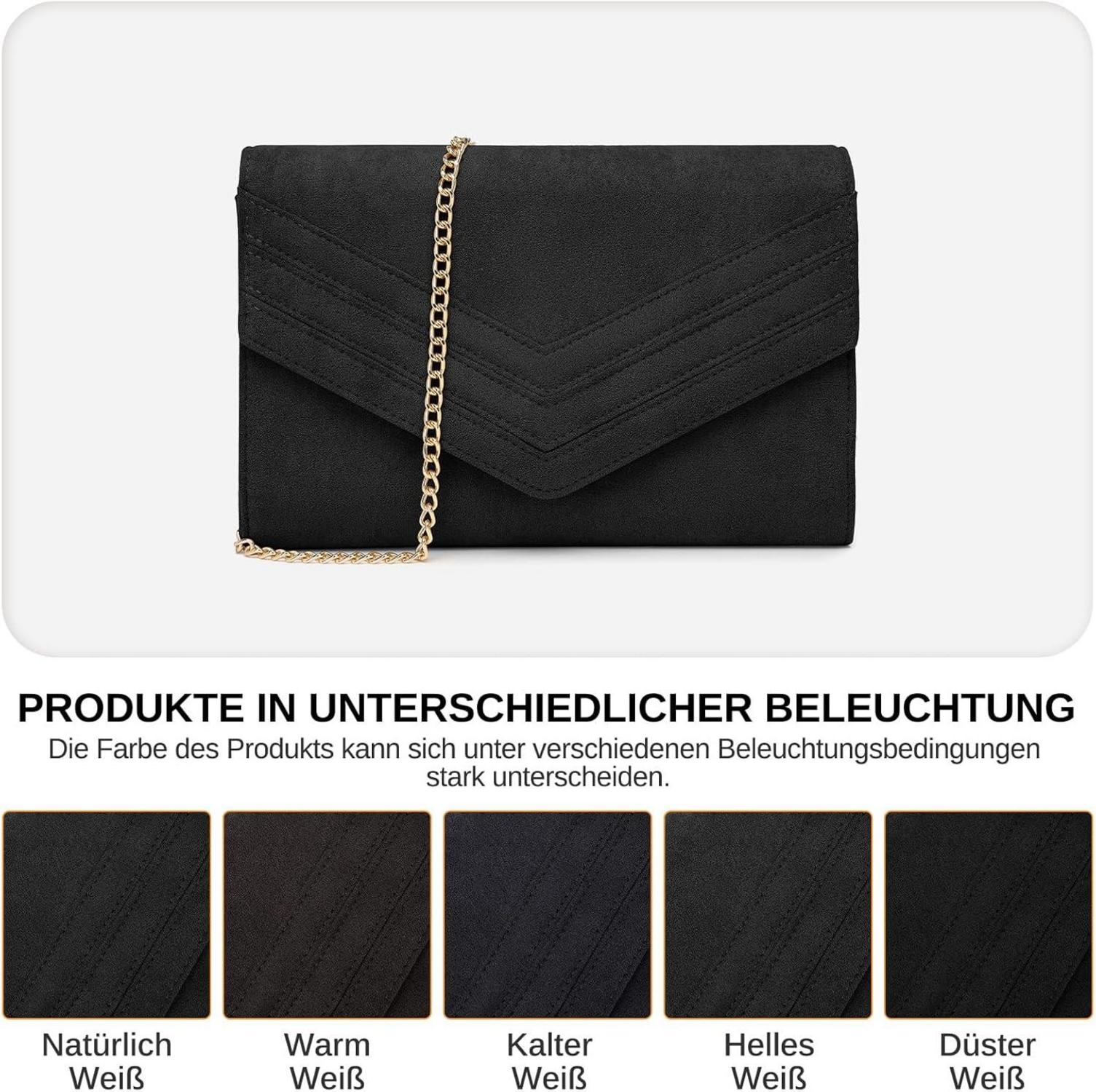 Miss Lulu Damen Clutch Envelope Abendtasche Kettentasche Hochzeit Elegant