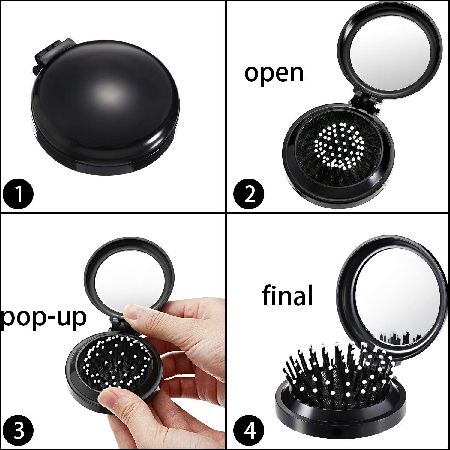 2er Pack Faltbare Haarbürsten Reise Spiegel Mini Haarkamm Kompakt Frauen