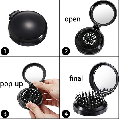 2er Pack Faltbare Haarbürsten Reise Spiegel Mini Haarkamm Kompakt Frauen