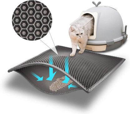 Katzenklo Matte - Wasserdichtes Waben Design - Grau 61x38 cm