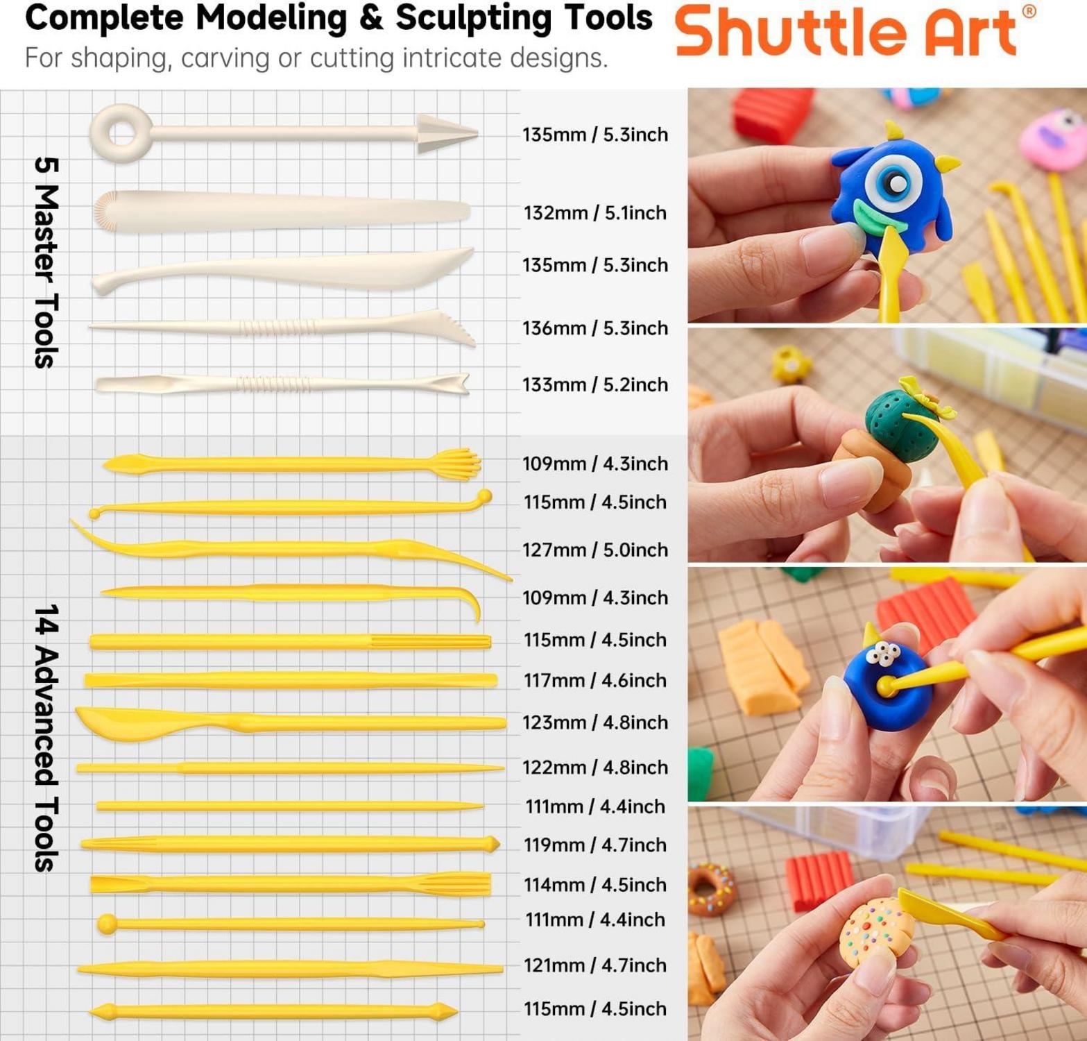 Shuttle Art Polymer Clay Set mit 60 bunten Farben und Zubehör