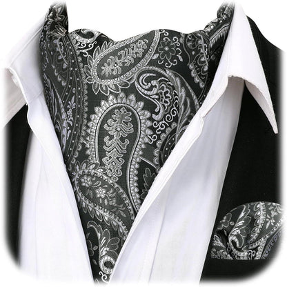 Herren Krawattenschal Set Paisley Grau/Silber