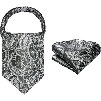 Herren Krawattenschal Set Paisley Grau/Silber