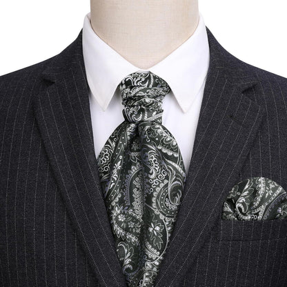 Herren Krawattenschal Set Paisley Grau/Silber