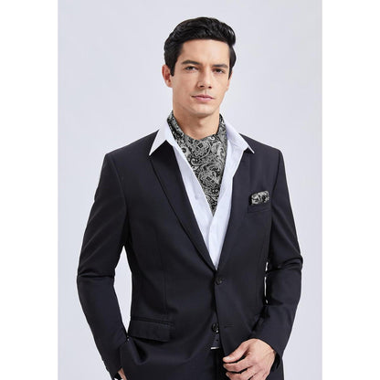 Herren Krawattenschal Set Paisley Grau/Silber