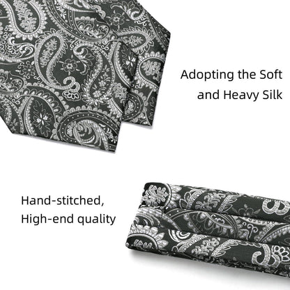 Herren Krawattenschal Set Paisley Grau/Silber