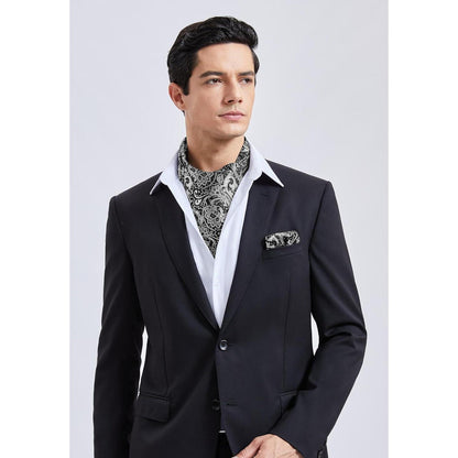 Herren Krawattenschal Set Paisley Grau/Silber