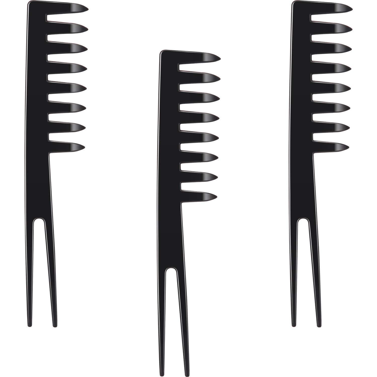 Fantail Kämme Set Breit Zahn Styling Detangling Schwarz