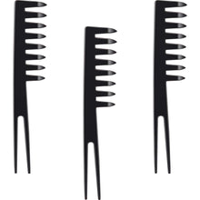 Fantail Kämme Set Breit Zahn Styling Detangling Schwarz