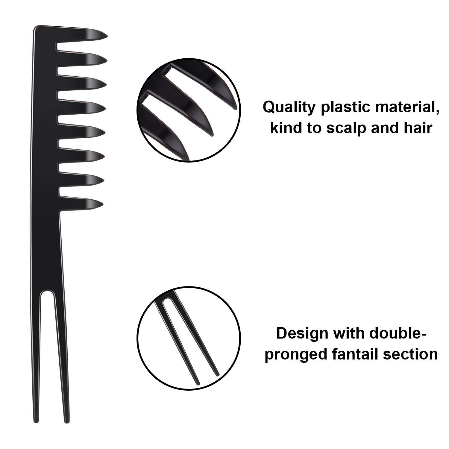 Fantail Kämme Set Breit Zahn Styling Detangling Schwarz
