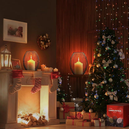 Ovale Kerzenständer 2er Set Metall Vintage Deko 14x15.5cm