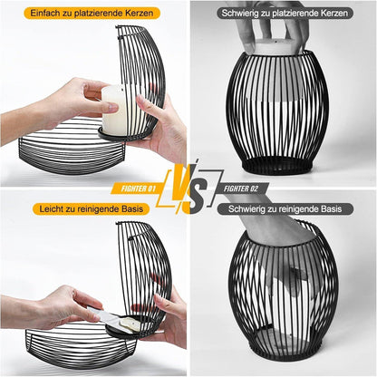 Ovale Kerzenständer 2er Set Metall Vintage Deko 14x15.5cm