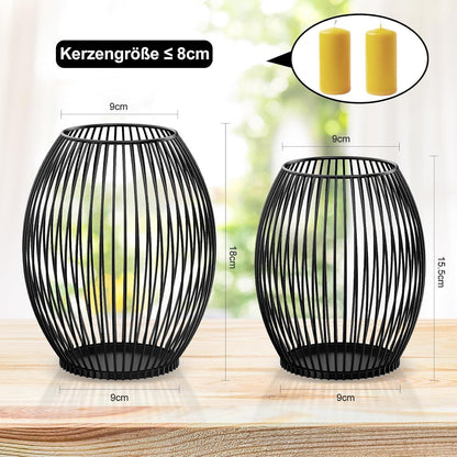 Ovale Kerzenständer 2er Set Metall Vintage Deko 14x15.5cm