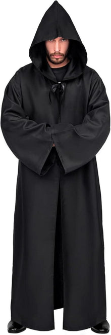 Umhang mit Kapuze Halloween Cape Erwachsene Robe Cosplay Schwarz XL