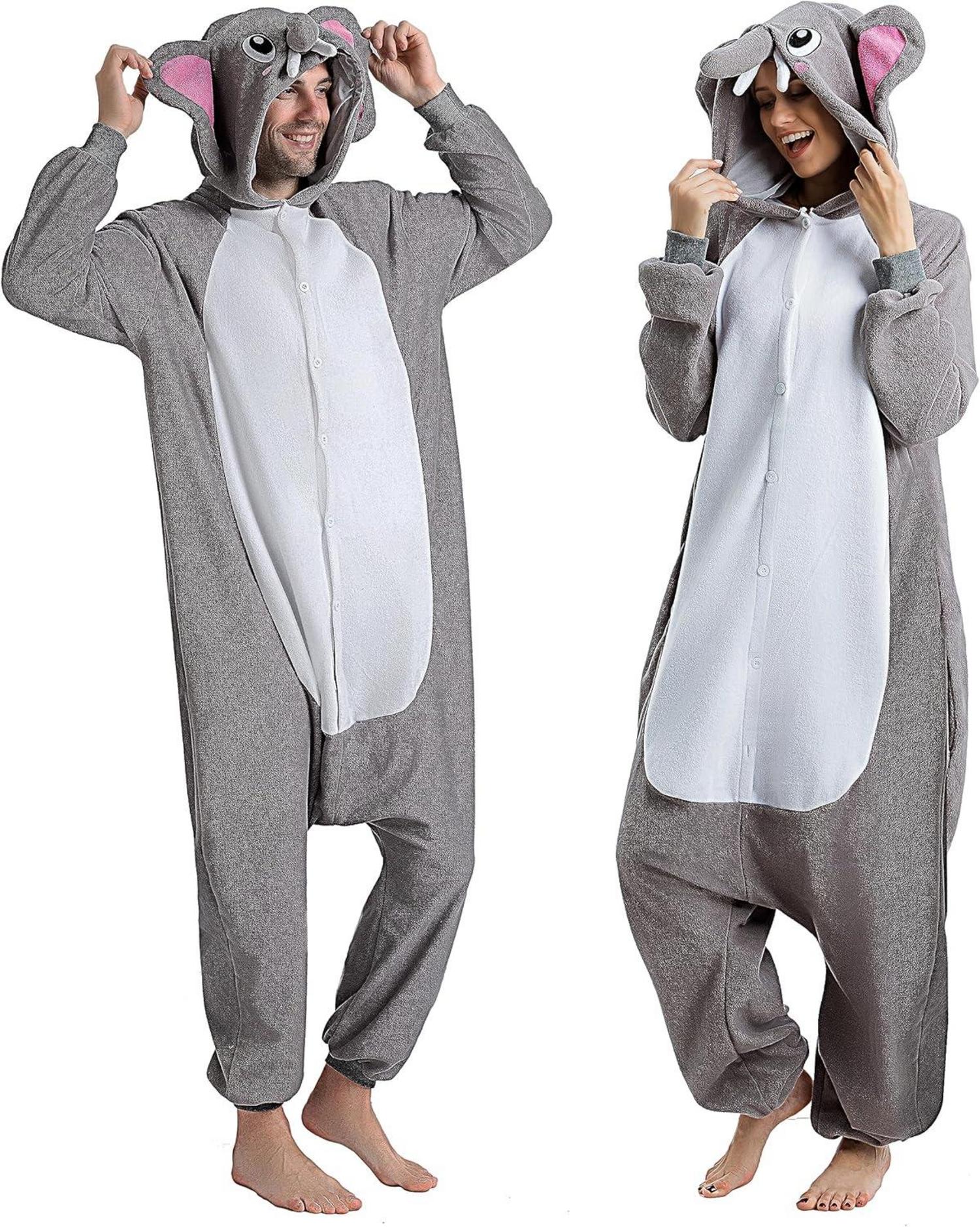 Elefant Tierkostüm Onesie Jumpsuit Erwachsene XL Grau